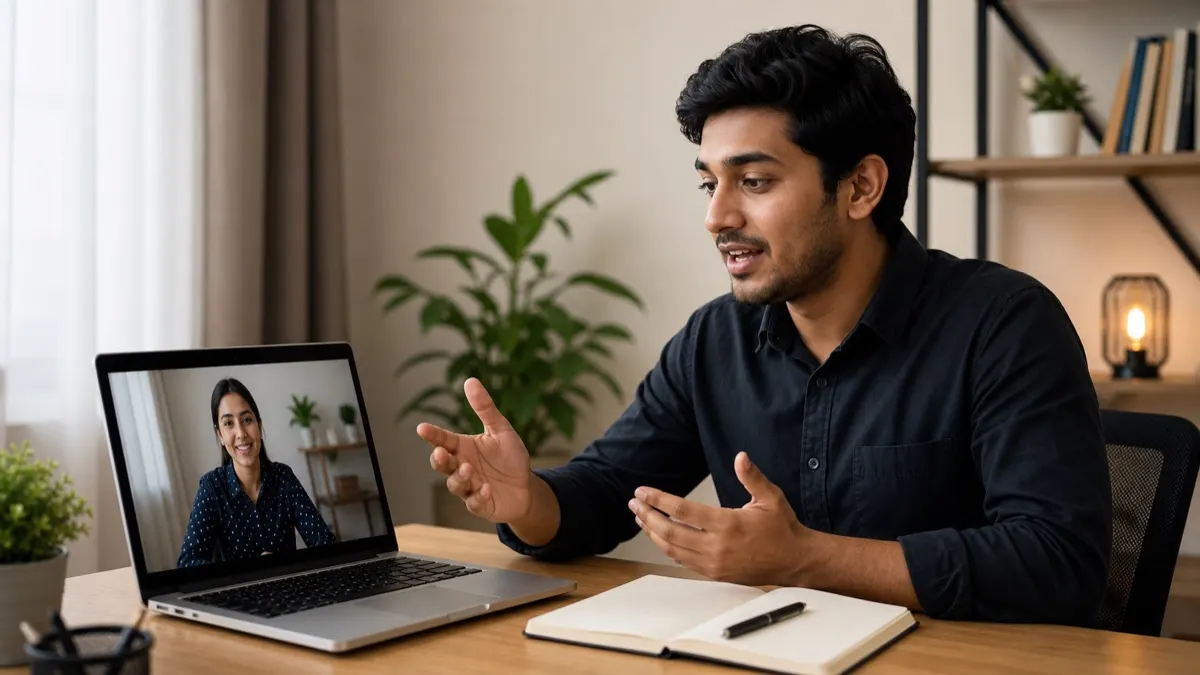 Real English Circle practice session with job seekers speaking online